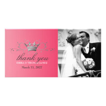 311-SilverDivine Crown | Passion Pink Thank You Custom Photo Card