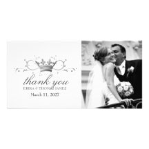 311-SilverDivine Crown | White Thank You Photo Picture Card