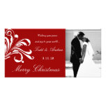 311-Swanky Swirls Merry Chrismtas Photo Red Photo Greeting Card