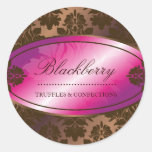 311-Sweet Blackberry Chocolate Truffle Damask Round Sticker