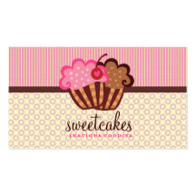 311-Sweet Cakes Cupcake Dots n Stripes Business Cards