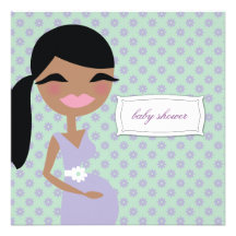 311-Sweet Pregnant Mommy Floral - Ethnic Custom Announcements
