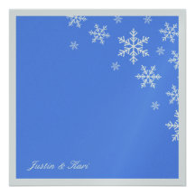 311-Sweet Snowflake Light Blue Metallic Invitations
