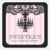 311 Sweetique Pink Stripes & Lace Chandelier Sticker
