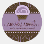 311 Swirly Sweet Purple Chocolate Round Sticker