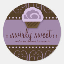 311 Swirly Sweet Purple Chocolate Round Sticker