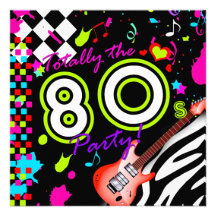311-Totally the 80s Party - Red Guitar Personalized Invite