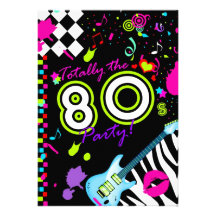 311-Totally the 80s Party - Turquoise Guitar Custom Invitation