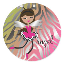 311 Trendy Angel Baby "Tan" Lollipop Fade Invite Round Sticker