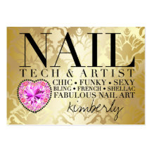 311 Tres Chic Damask Nail Tech Diamond Heart Business Card Templates