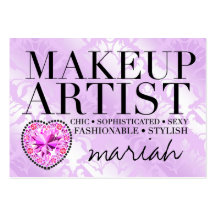 311 Tres Chic Makeup Artist Damask Diamond Heart Business Card Templates