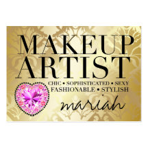 311 Tres Chic Makeup Artist Damask Diamond Heart Business Card