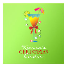 311-Tropical Paradise Christmas Lime Green Luau Invite