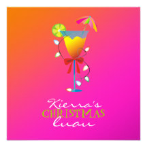 311-Tropical Paradise Christmas Wild Sunset Luau Personalized Invites
