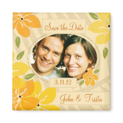 311-TROPICAL SAVE THE DATE ORANGE FRIDGE MAGNET by Jill311