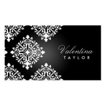 311-Valentina Noir et Blanc Damask Business Cards