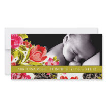 311-VIBRANT GARDEN BABY ANNOUNCEMENT PHOTO GREETING CARD