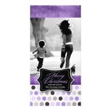 311 Vintage Purple Polka Dotted Photo Card