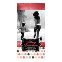 311 Vintage Red Polka Dotted Christmas Photo Card