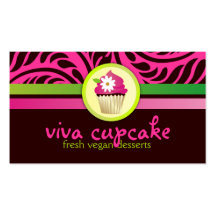 311-Viva Cupcake | Pink n Green Stripes Business Card