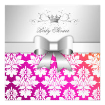 311 White Blackberry Damask Sunset| Baby Shower Custom Invites