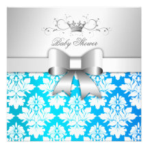 311-White Blackberry Damask Tropical | Baby Shower Announcement