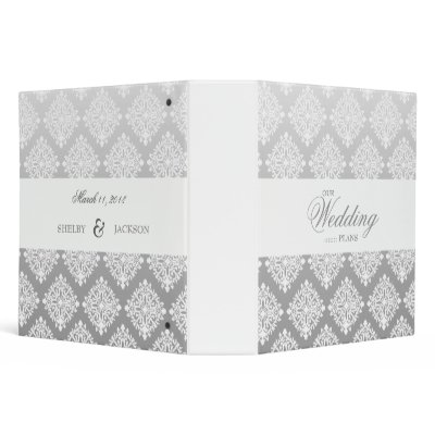 311-White Damask / Silver Fade Vinyl Binder by Jill311