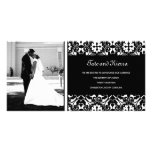 311-WHITE DAMASK WEDDING PHOTO CARD