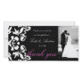 311-White Damask Wedding Thank You Photo Card