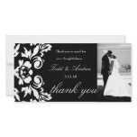 311-White Damask Wedding Thank You Photo Card