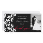 311-White Damask  Wedding Thank You Photo Card