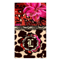 311-WILD LILY LEOPARD & LACE PINK BUSINESS CARDS