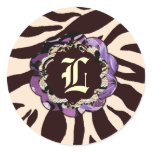 311-Wild Lily Purple Zebra Round Sticker