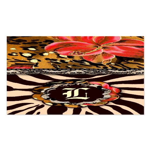 311-WILD LILY ZEBRA & LACE ORANGE BUSINESS CARD TEMPLATE
