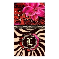 311-WILD LILY ZEBRA & LACE PINK BUSINESS CARD TEMPLATE