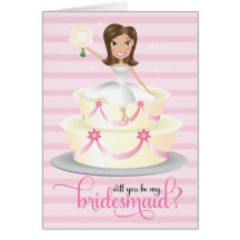 311 Will You Be My Bridesmaid Brunette Greeting Cards