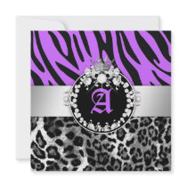 311 Zebra-Leo Tique Diamonds n' Kisses Sweet 16 Custom Announcement
