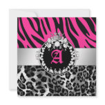 311 Zebra-Leo Tique Diamonds n' Kisses Sweet 16 Personalized Invitation