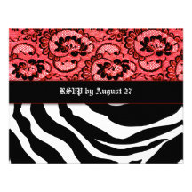 311-Zees Safari Hearts n' Lace Rouge Monogram Announcements