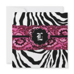 311 Zees Safari Lace Pink Monogram Custom Announcements