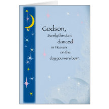 3290 Godson Birthday, Stars Danced in Heaven Cards