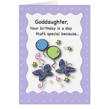 3293 Goddaughter Birthday Balloons and Butterflies Card