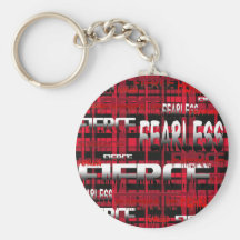 32.Red and Black Plaid Fearless Fierce Key Chain