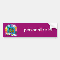 32nd Birthday Balloons Gifts bumper stickers
