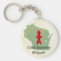 32nd Infantry with Wisconsin Map Key Chains