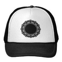 3332__doily-shape-1 BLACK WHITE CIRCLE SHAPES DOIL Hat