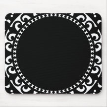 3332__doily-shape-1 BLACK WHITE CIRCLE SHAPES DOIL Mouse Pads