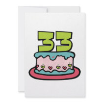 33 Year Old Birthday Cake Personalized Invite