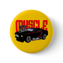 341 Cartoon Muscle Car Pinback Button