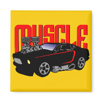 341 Cartoon Muscle Car Fridge Magnet